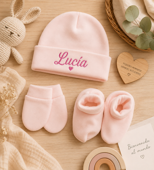 Pack de Nacimiento Personalizado Bordado Rosa