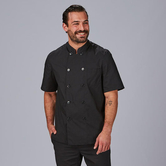 CHAQUETA COCINA UNISEX POPELIN FINO NEGRO M/C