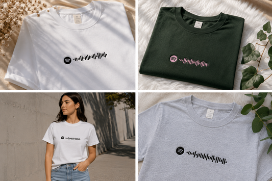 Camiseta personalizada con bordado a juego con el código de Spotify