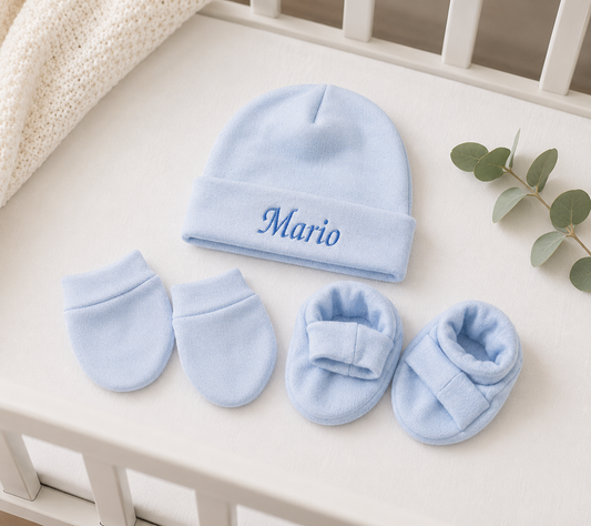 Pack de Nacimiento Personalizado Bordado Bambula Celeste