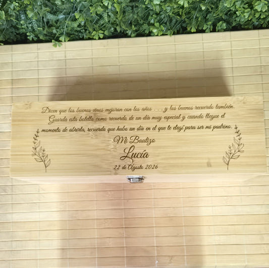 Estuche de bambú para vino con accesorios y grabado láser personalizado