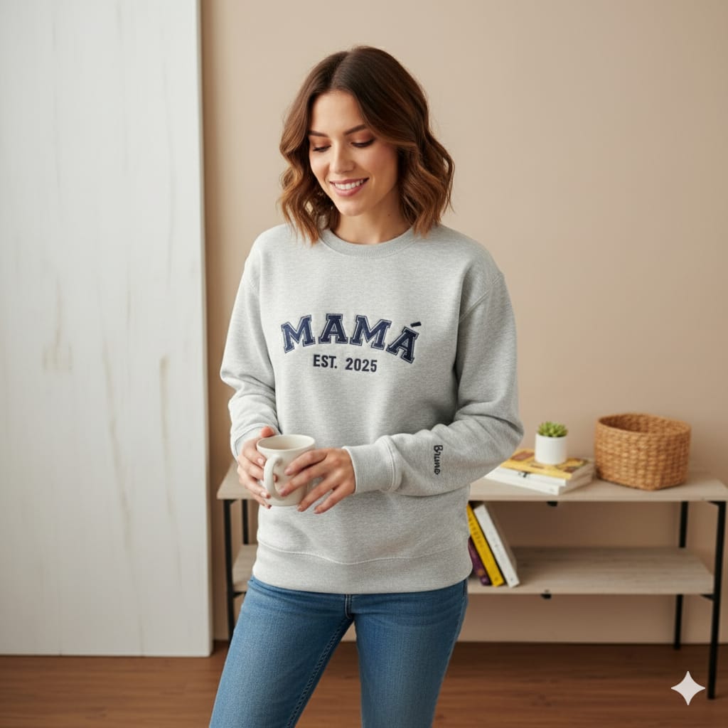 Sudadera Personalizada PAPÁ / MAMÁ EST. | Bordado personalizado gris vigoré